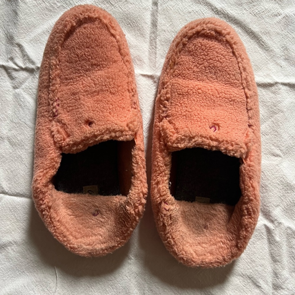 OluKai Pink Flats Plush Slip-On Loafers